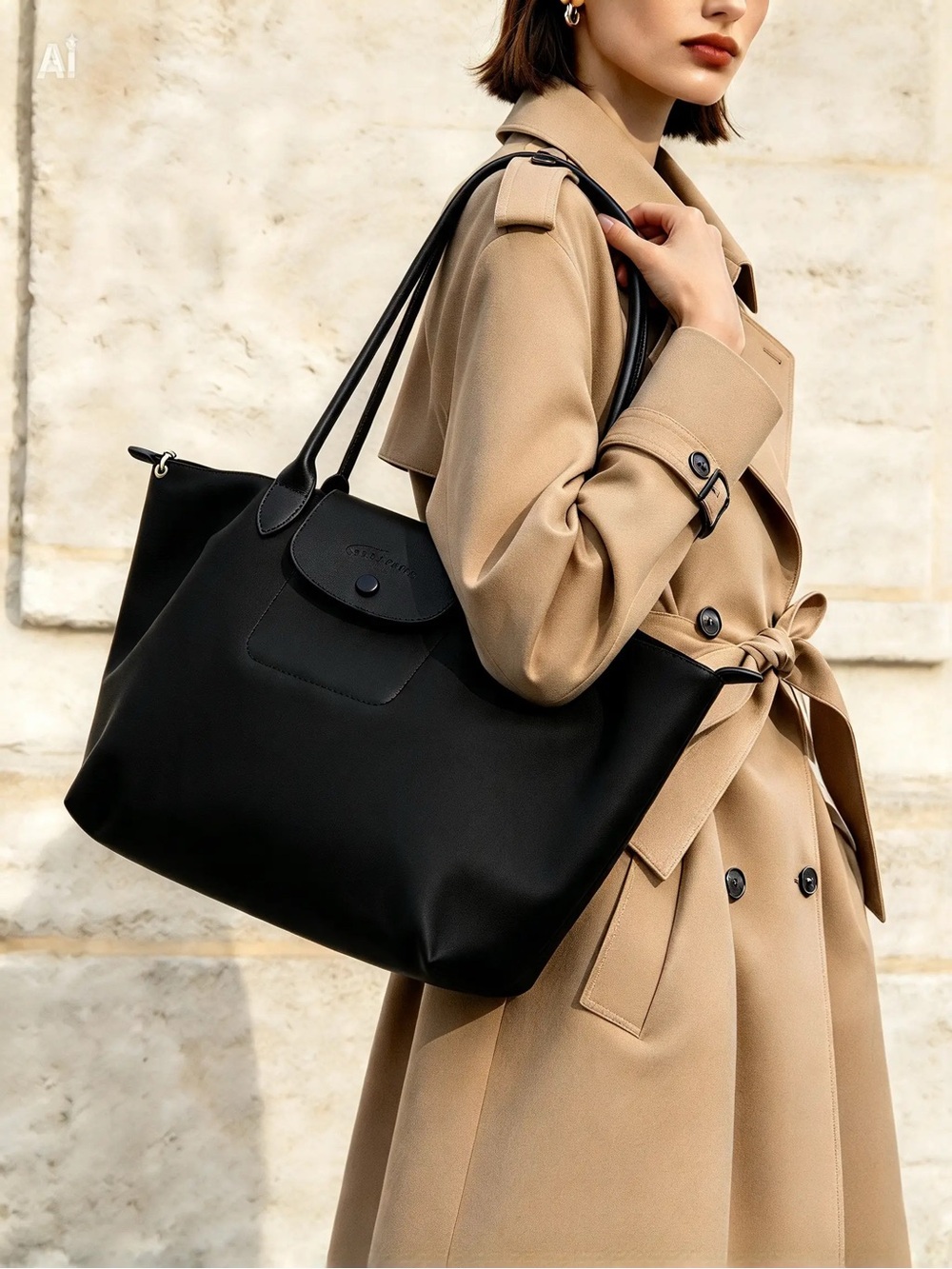 INSPIRATION Le Pliage One Large Tote Bag Black - NWT